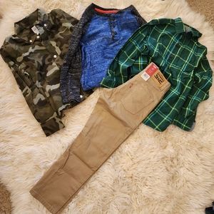 Levi's NWT Youth 511 Tan Pants Sz 7 plus three tops (tops do not have tags)